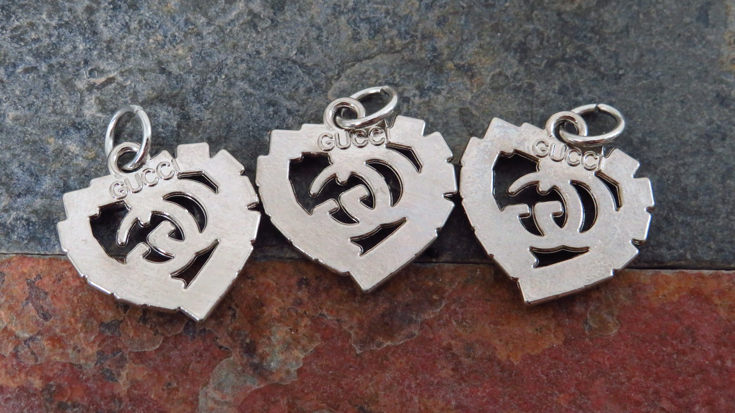 Bundle Of 3 Gucci Black Rhinestone Lined Double G Zipper Pull Charms!