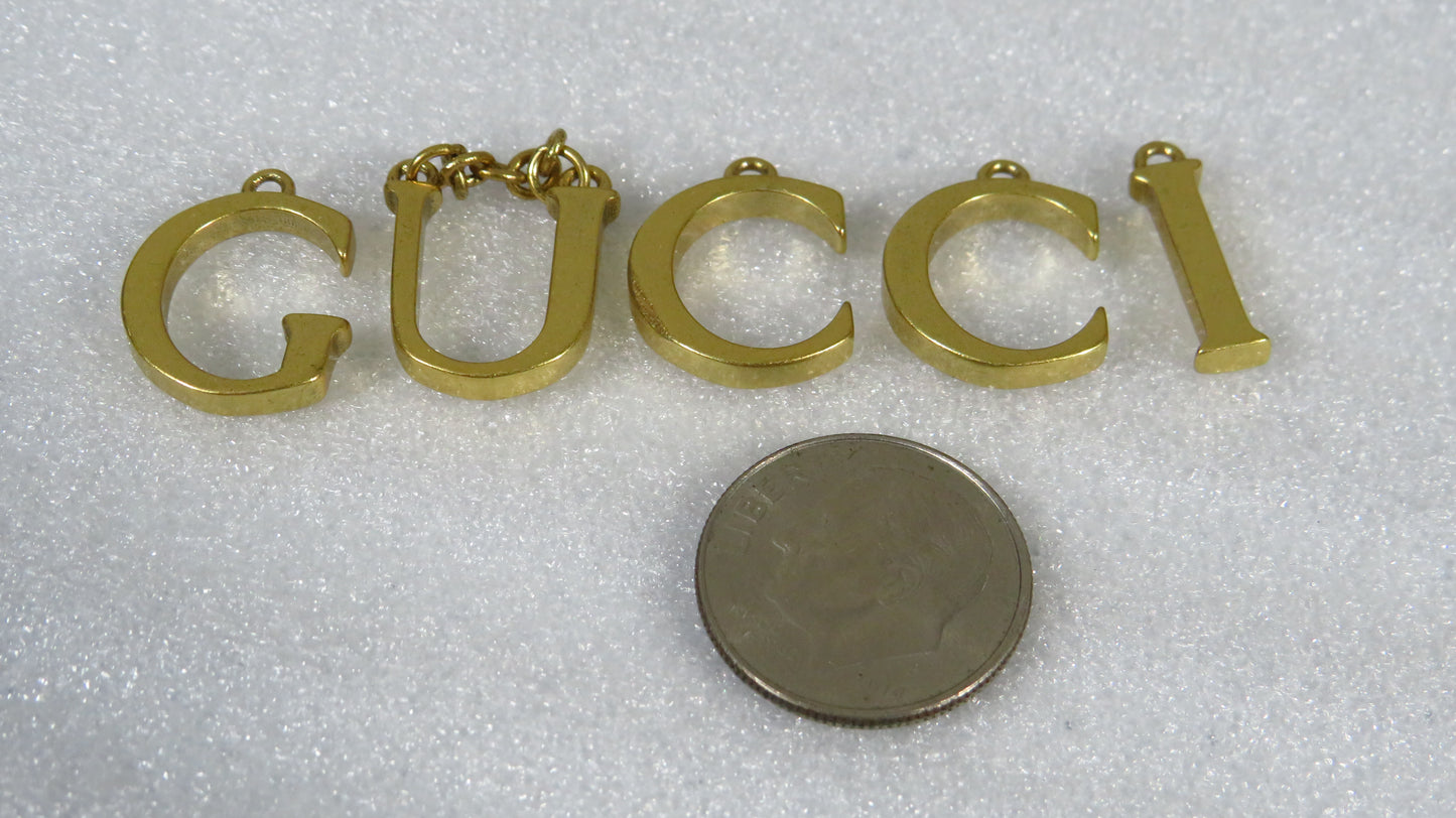 Gucci Brass Spell Out G-U-C-C-I Upcycled Bracelet Charms For DIY Projects!