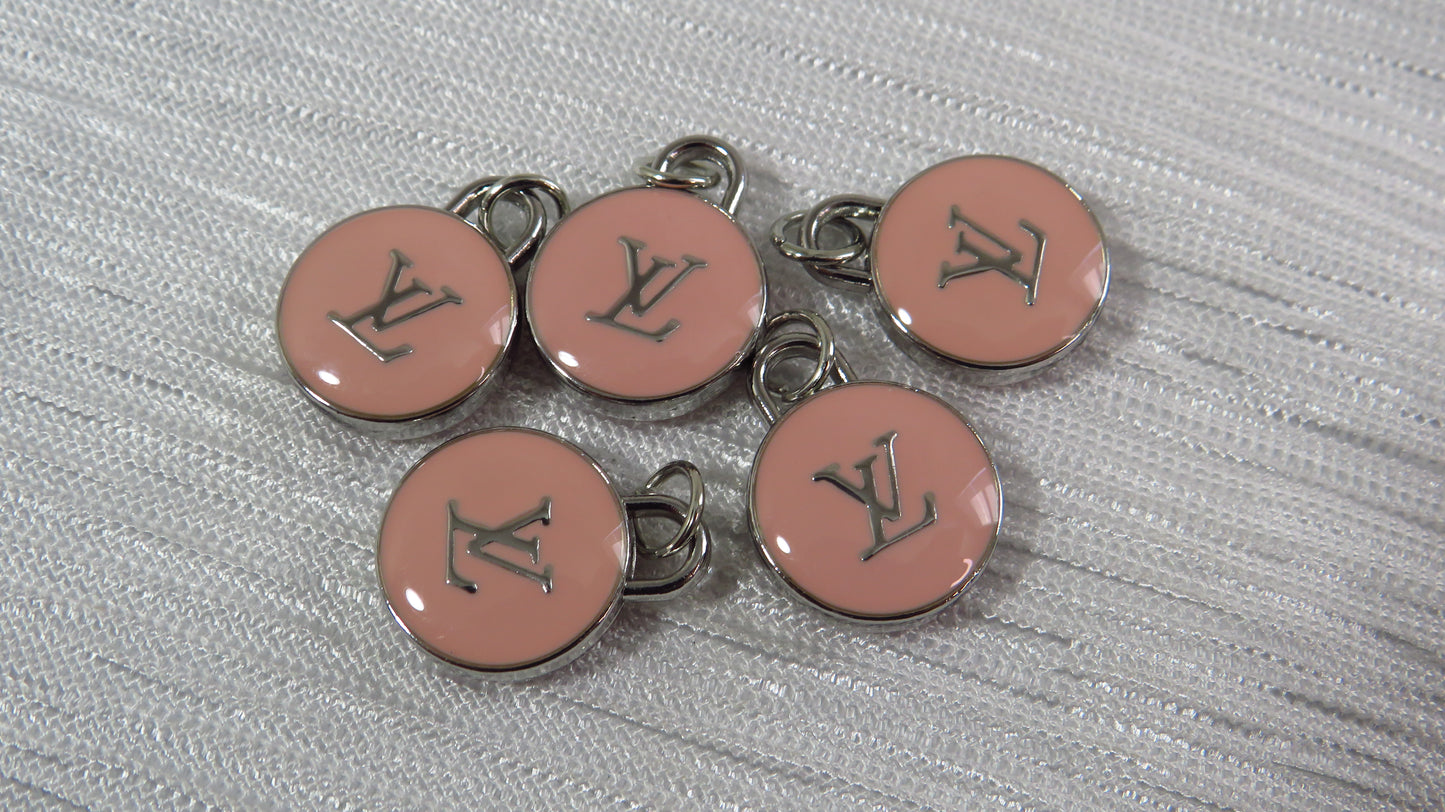 Value Bundle Lot Of 5 Louis Vuitton Pink And Silver Oval Zipper Pull Charms!