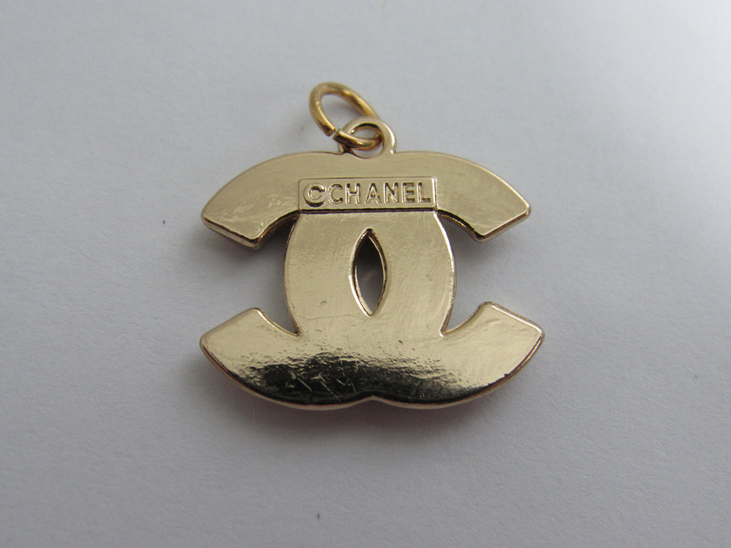 Chanel Gold And Black CC Zipper Pull Charm Iced With Clear Rhinestones!