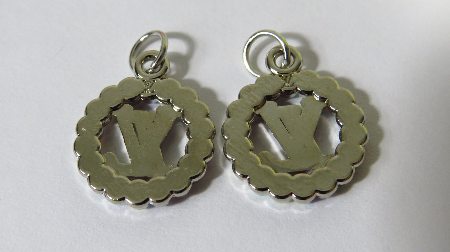Louis Vuitton Oval Silver Tone Clear Fire Crystal Iced Lot Of 2 Handbag Charms!