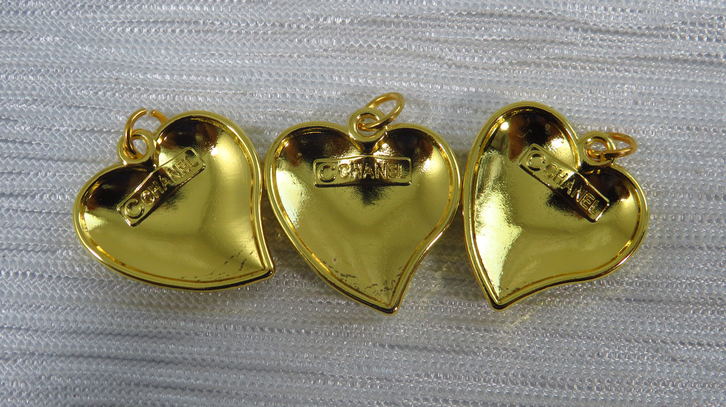 Bundle Of 3 Chanel Abstract Heart Black Gold Tone Zipper Pulls!