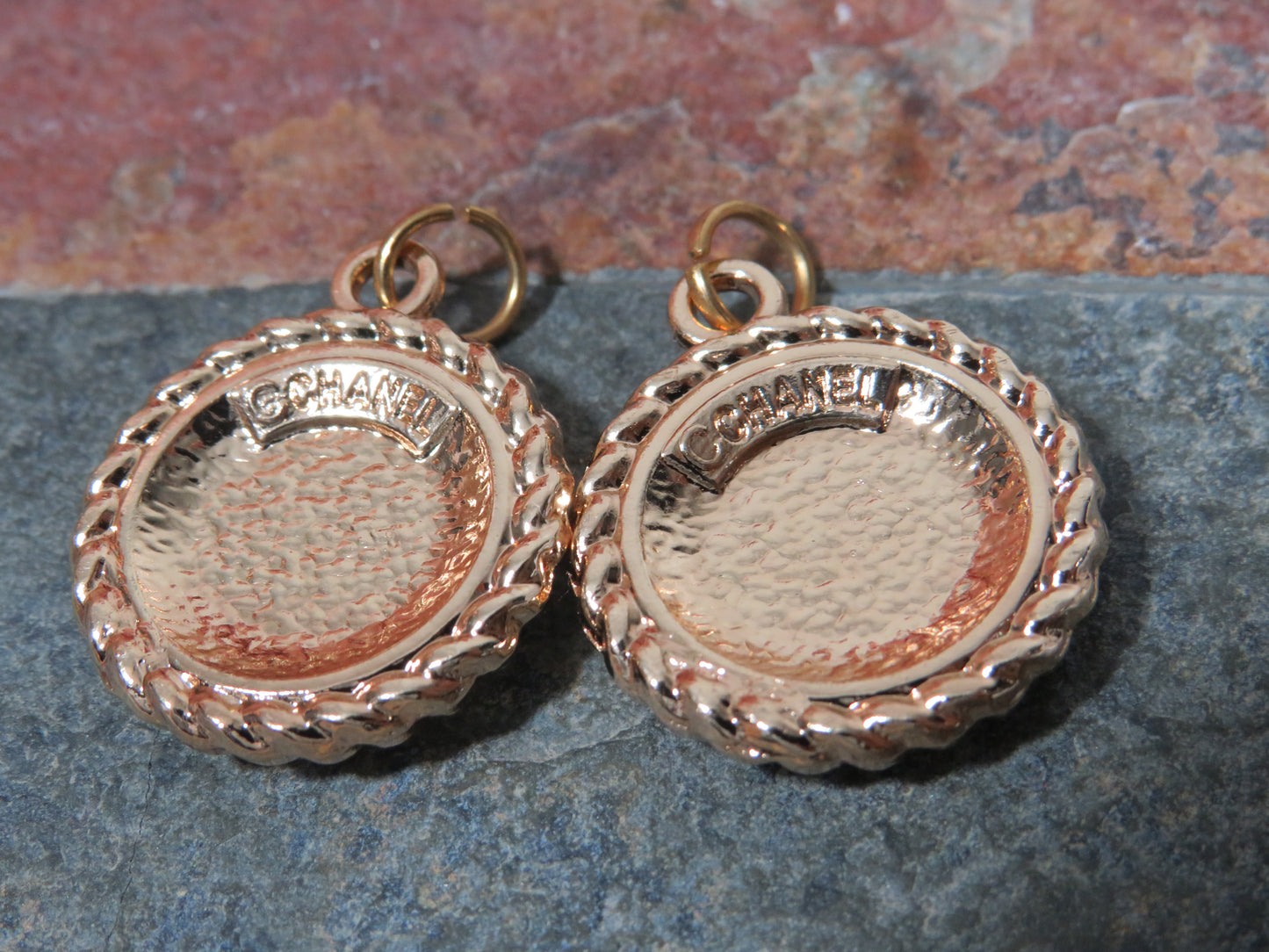 Bundle Of 2 Chanel Oval Pink And Gold Tone CC Zipper Pulls Stamped!
