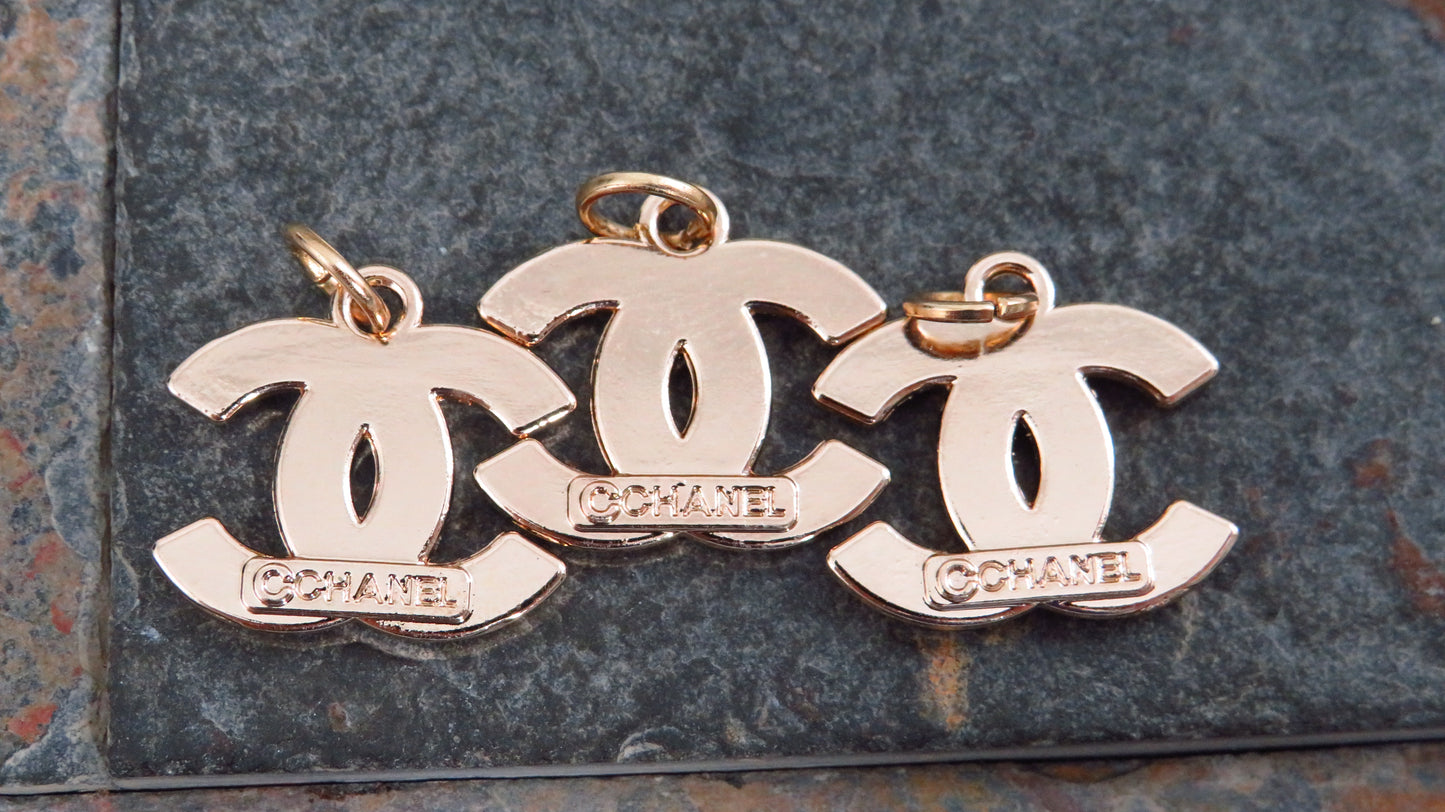 Value Bundle Of 3 Chanel CC Pink Enamel & Gold Zipper Pull Charms!