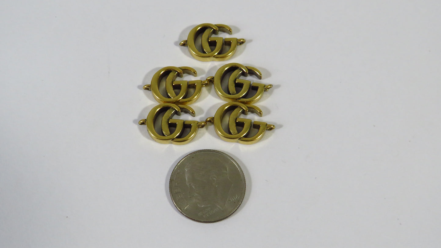 Bundle Of 5 Gucci Double G Brass Mini Charms Upcycled From Broken Bracelet!