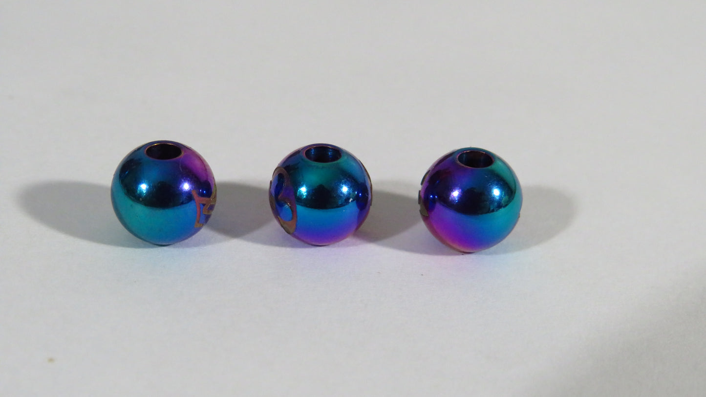 Bundle of 3 Louis Vuitton Engraved Mini Purple Plated Marble Beads For Bracelet DIY Projects!