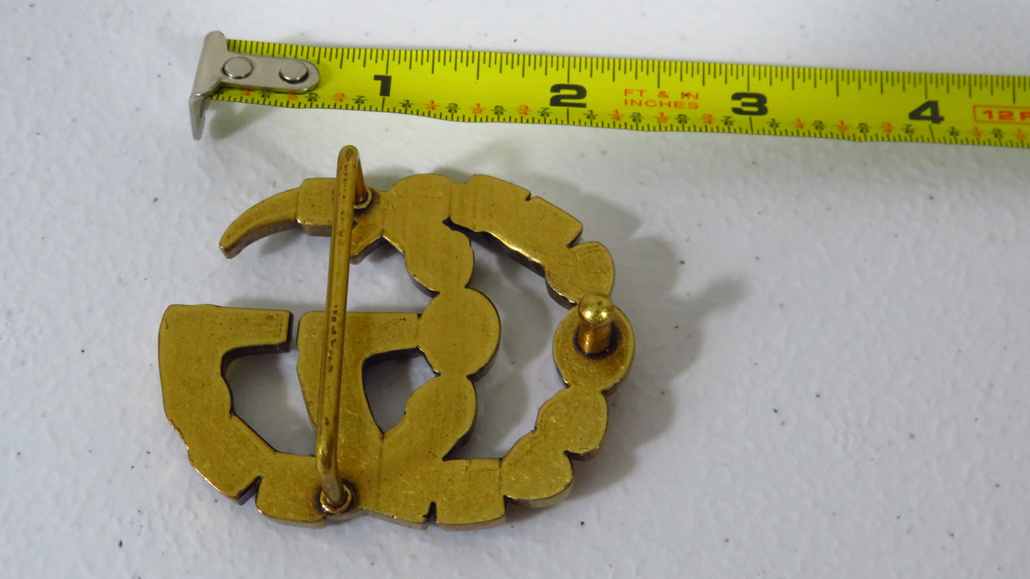 Gucci Colorful Rhinestone Lined Brass Belt Buckle For Women!