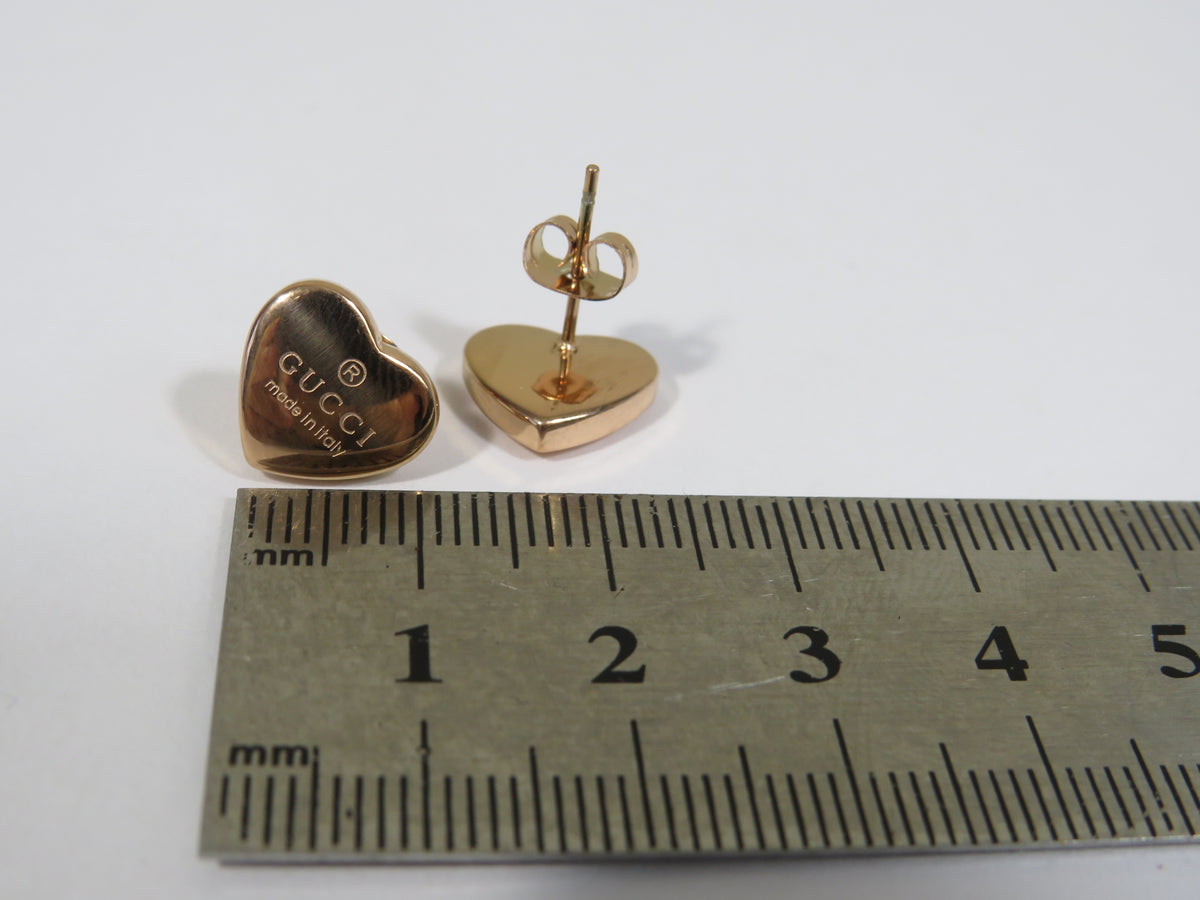 Gucci Women's Rose Gold Heart Stud Earrings Unauthenticated As Is!