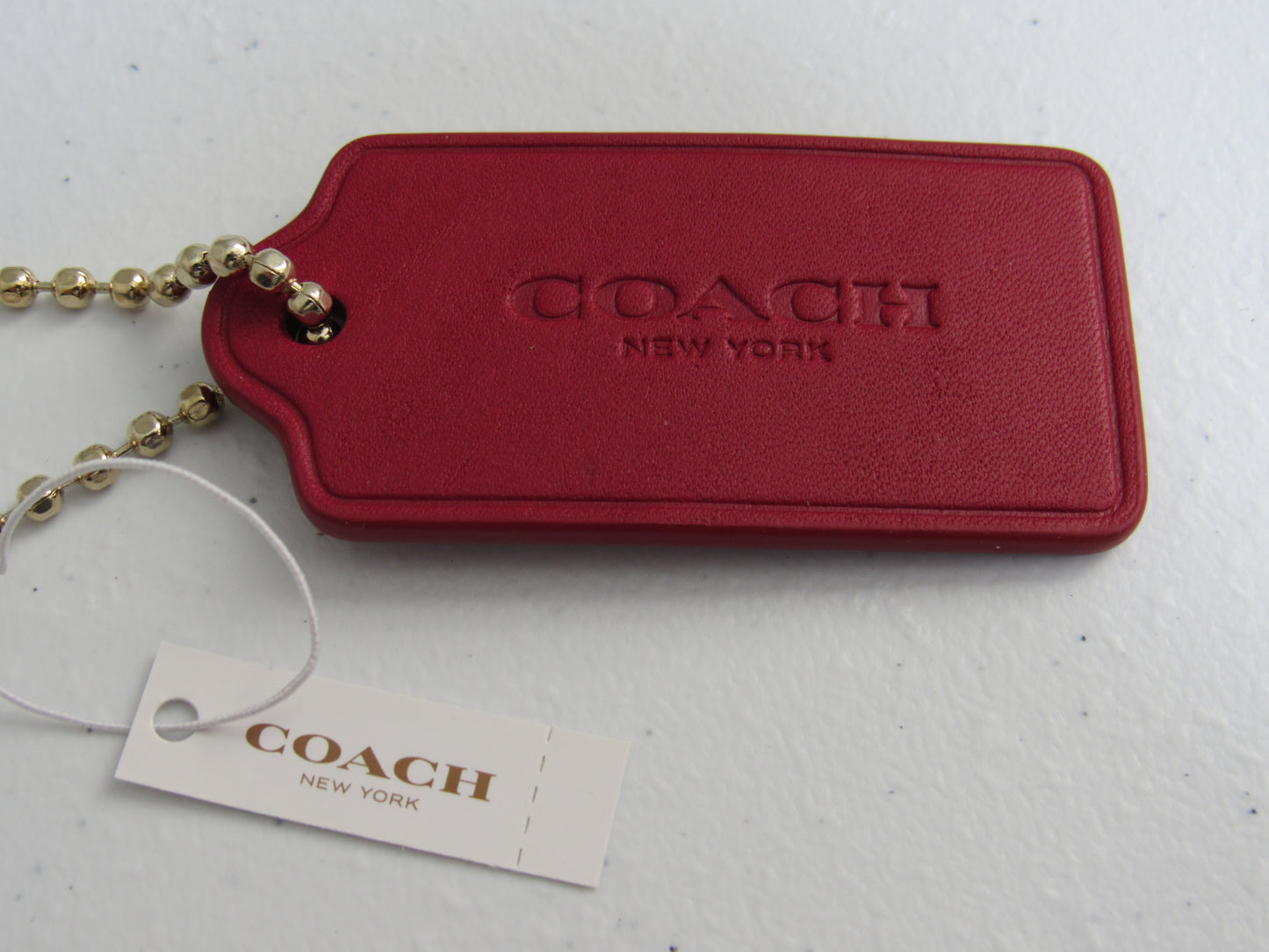 Coach New York New With Tag Currant Red Leather Pull Tab Handbag Charm!