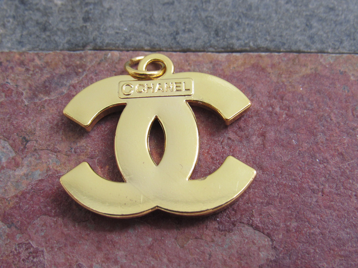 Chanel Gold Engraved Stamped 25mm CC Zipper Pull Handbag Charm!