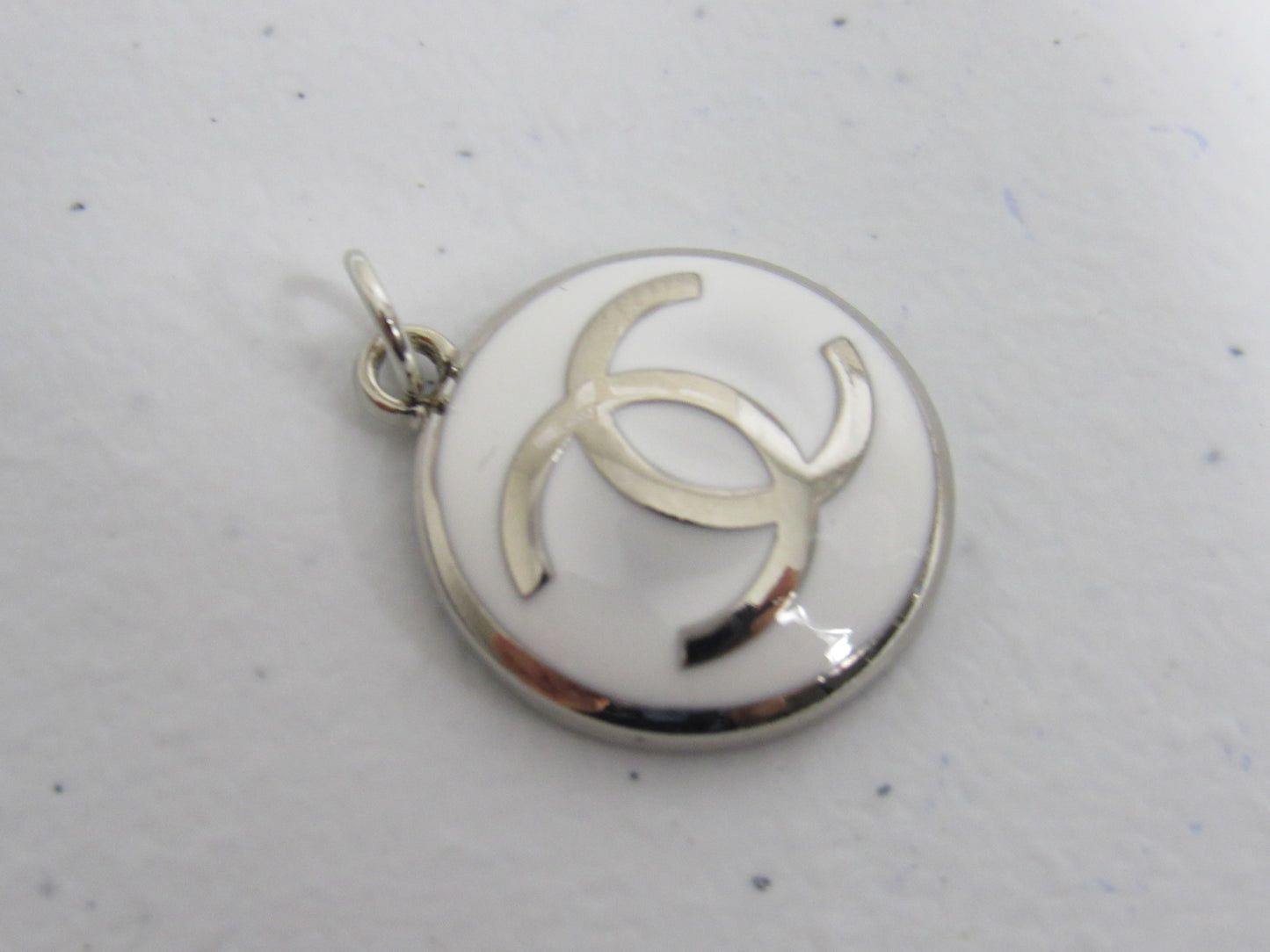 Chanel Chrome And White Concave Zipper Pull Charm!