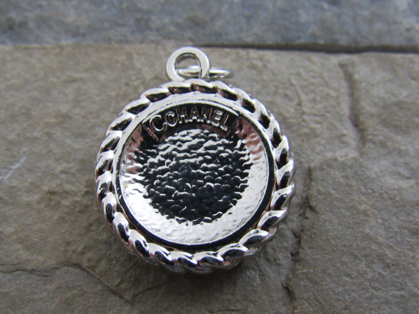 Chanel White And Chrome Oval Acrylic Zipper Pull Charm!