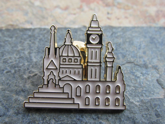 Burberry London Clock Tower Gold Tone Pin Brooch!