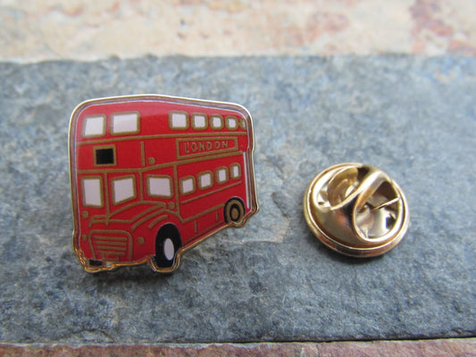 Burberry London Red Brass Double Stacked Bus Pin Brooch!