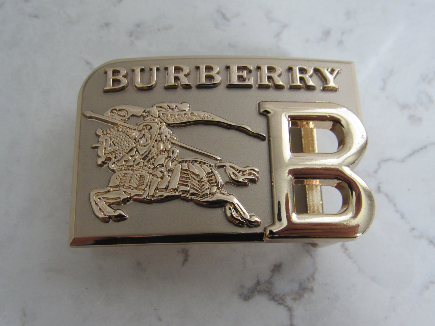 Burberry Unisex Gold Tone Upcycled Engraved Belt Buckle!