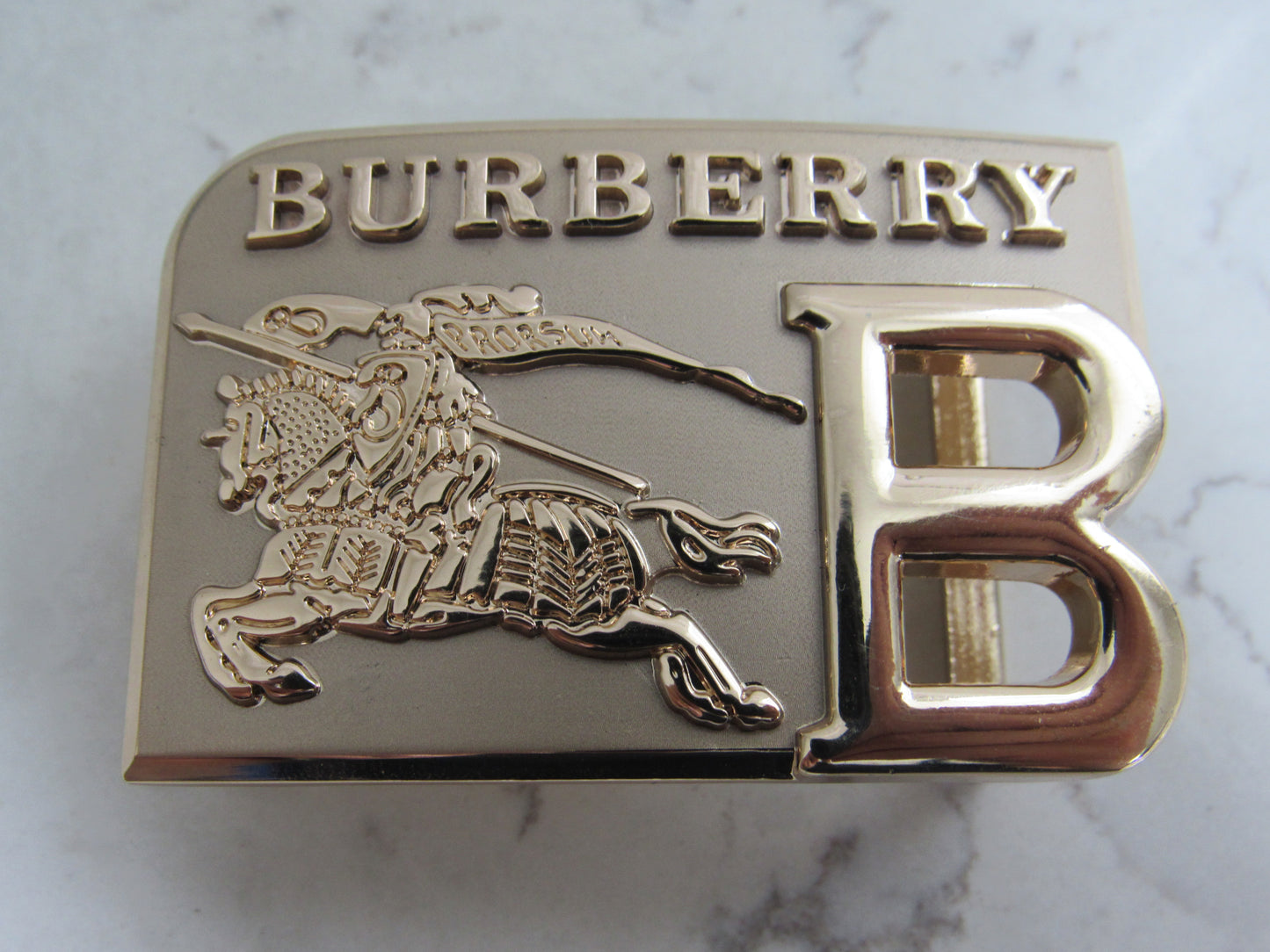Burberry Unisex Gold Tone Upcycled Engraved Belt Buckle!