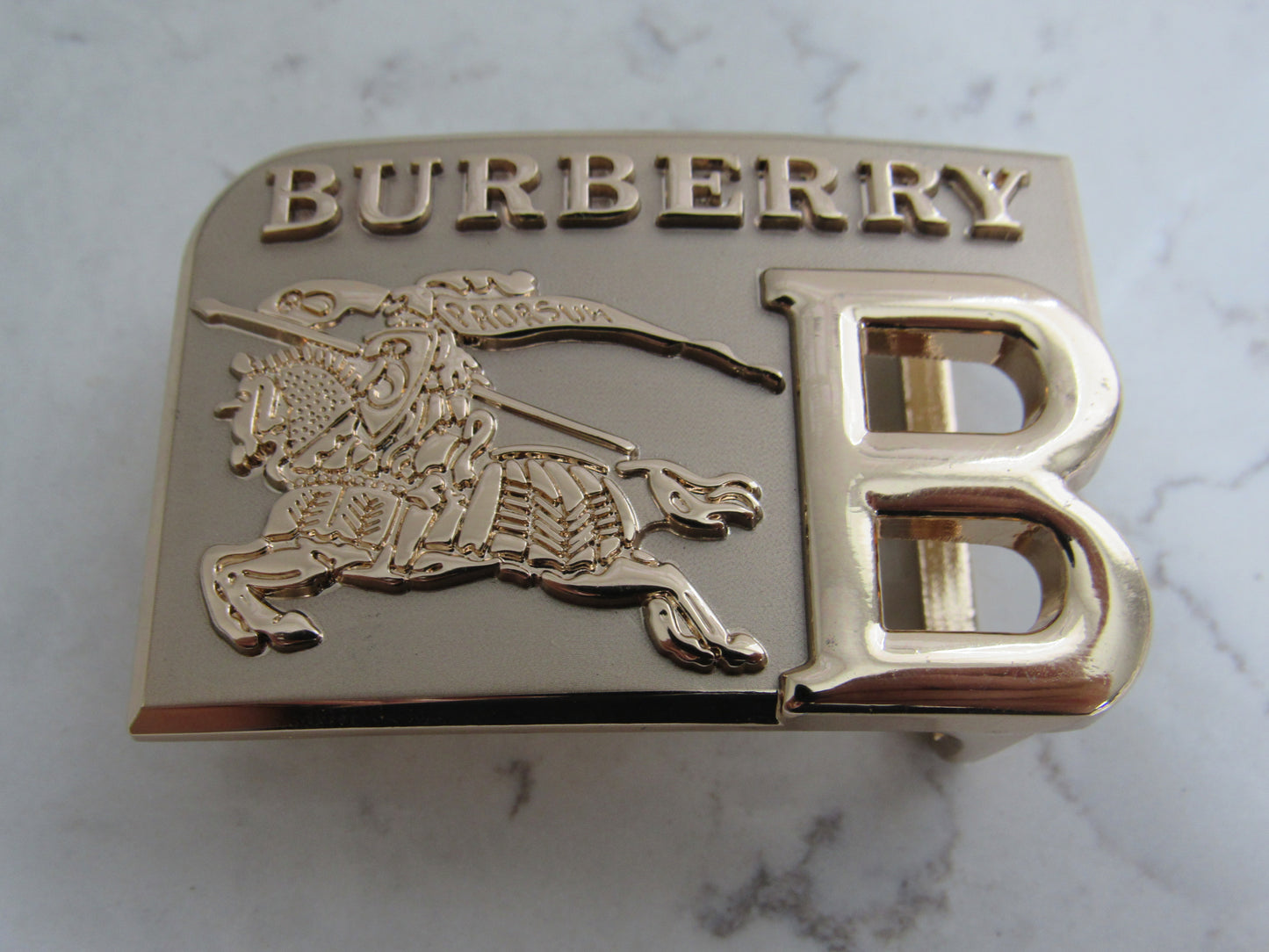 Burberry Unisex Gold Tone Upcycled Engraved Belt Buckle!