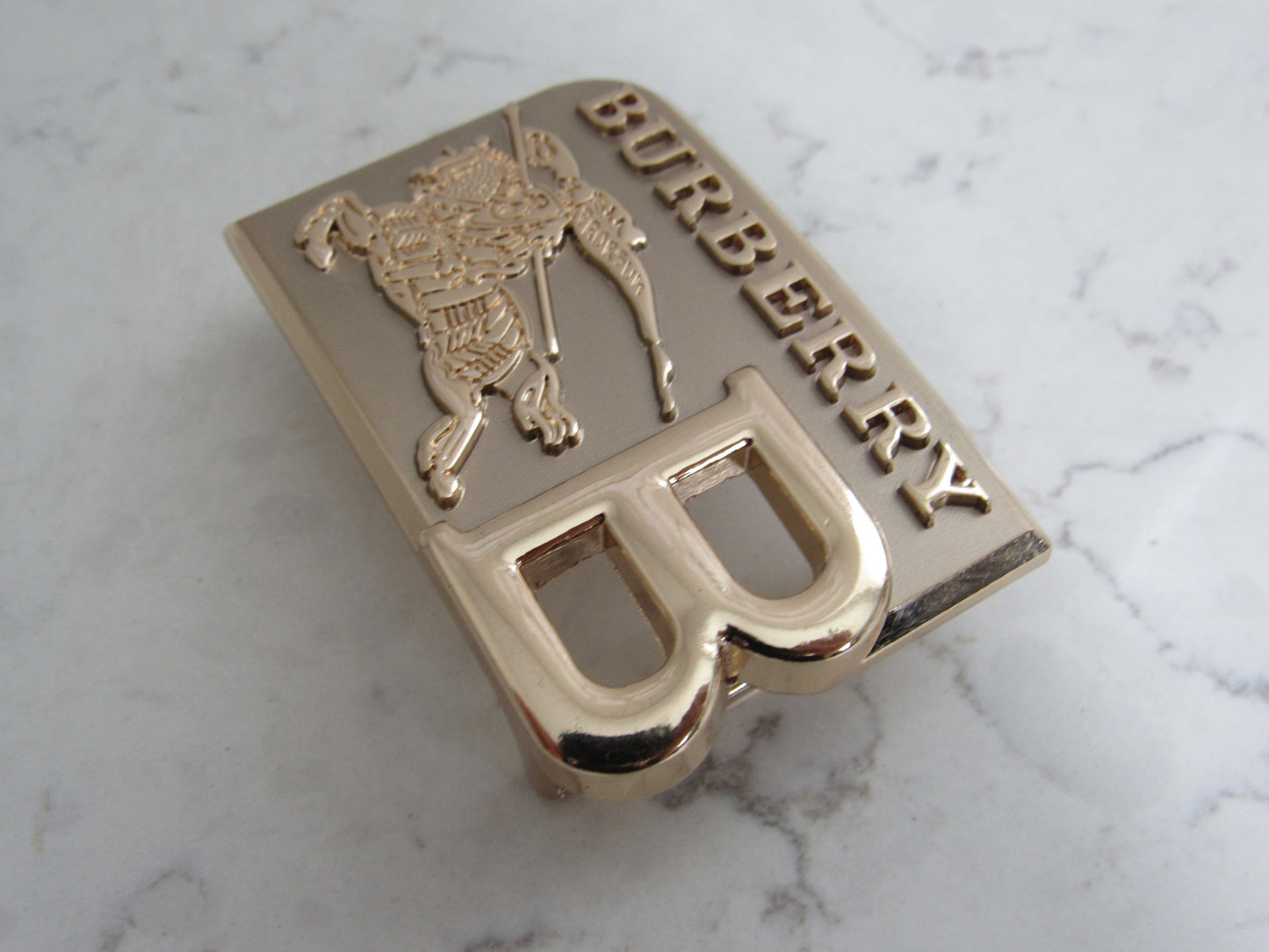 Burberry Unisex Gold Tone Upcycled Engraved Belt Buckle!