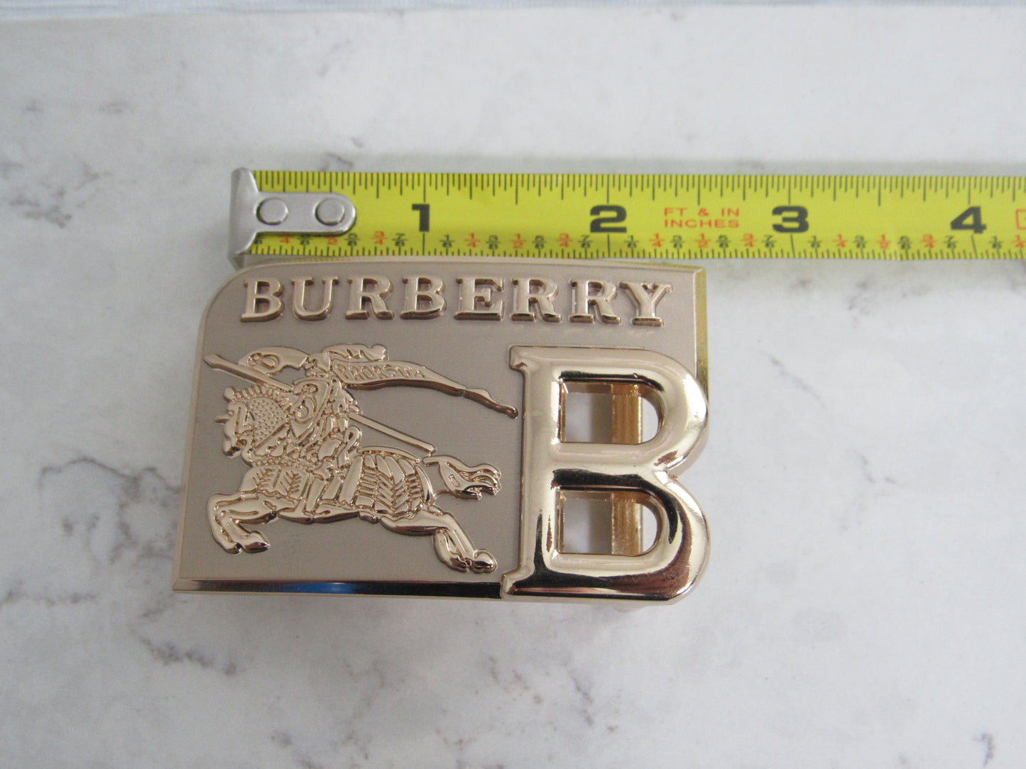 Burberry Unisex Gold Tone Upcycled Engraved Belt Buckle!