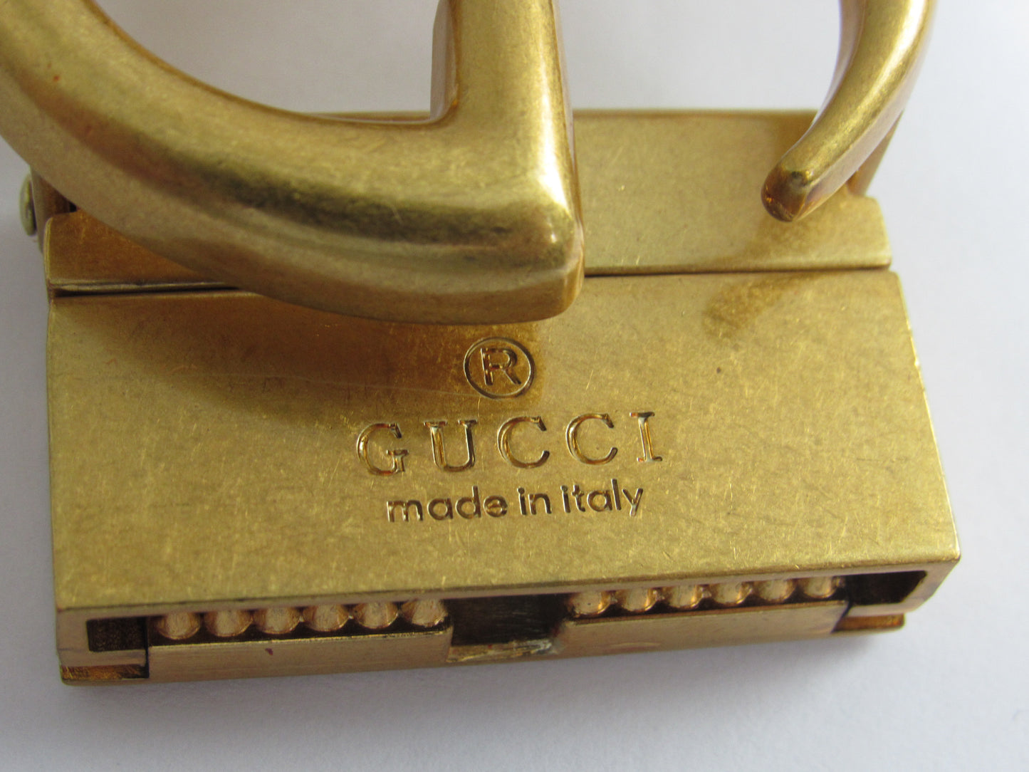 Gucci Italy Unisex Brass Engraved Reversible Belt Buckle!
