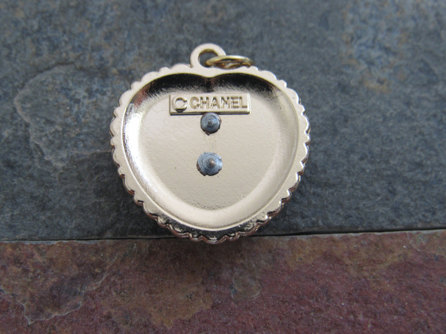 Chanel CC White Heart Crystal Lined Retro Charm Zipper Pull!