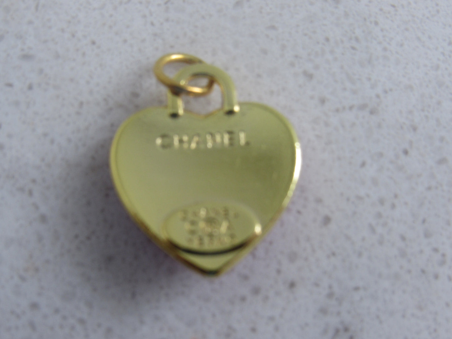 Chanel Red Baked Resin Gold Backed Stamped Heart Charm!
