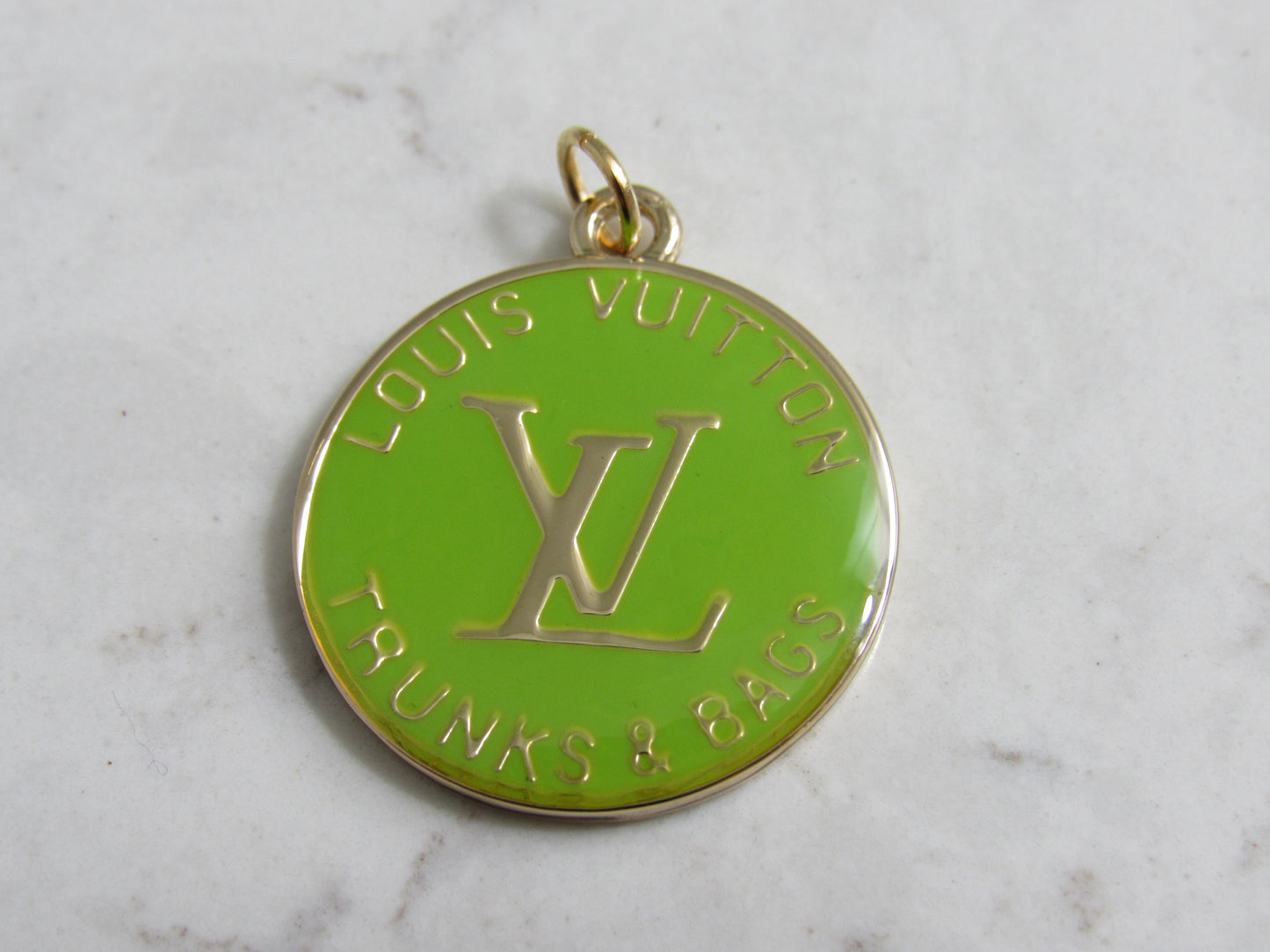 Louis Vuitton Trunks And Bags Lime Green Baked Zipper Pull Handbag Charm!