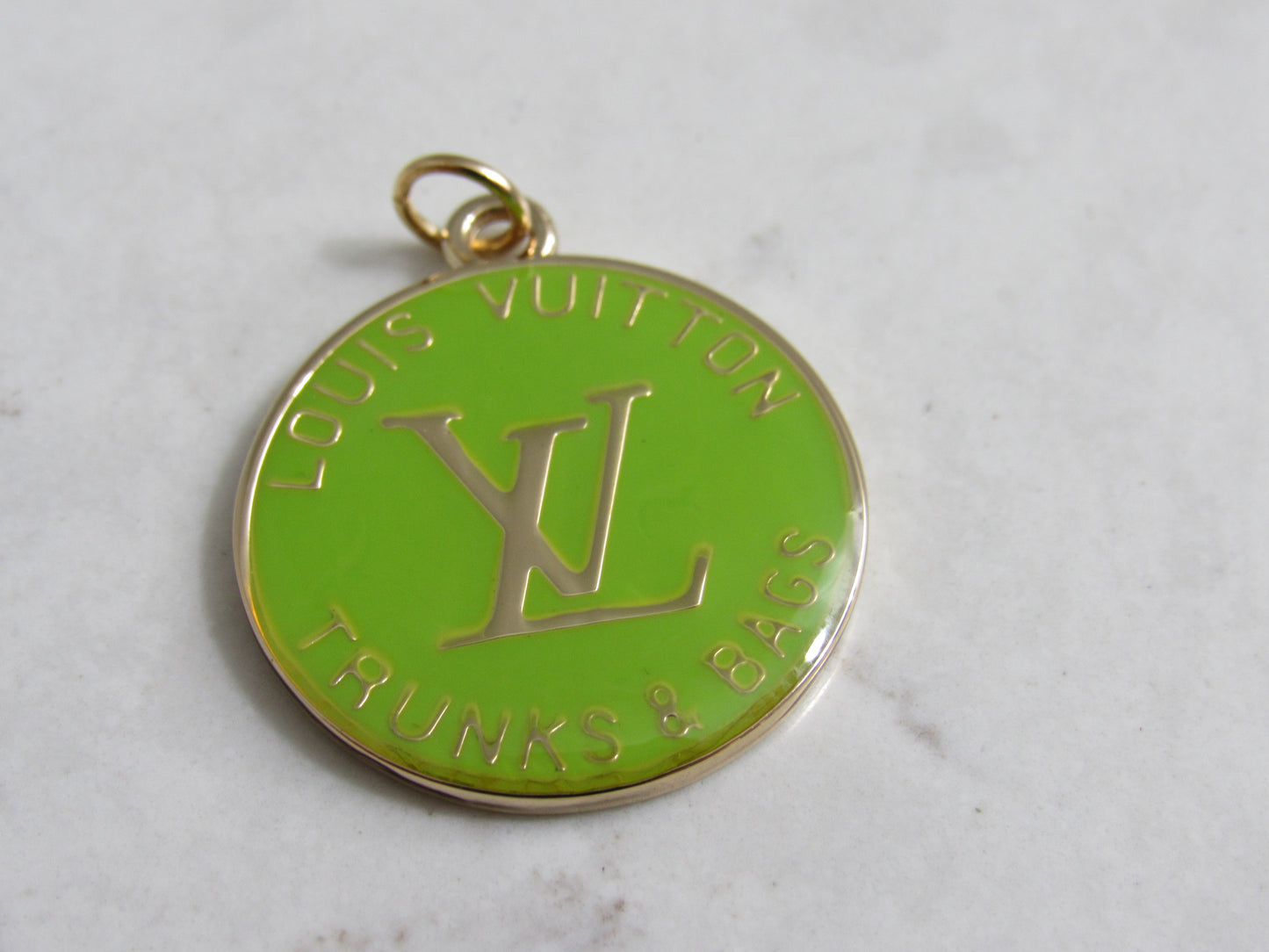 Louis Vuitton Trunks And Bags Lime Green Baked Zipper Pull Handbag Charm!
