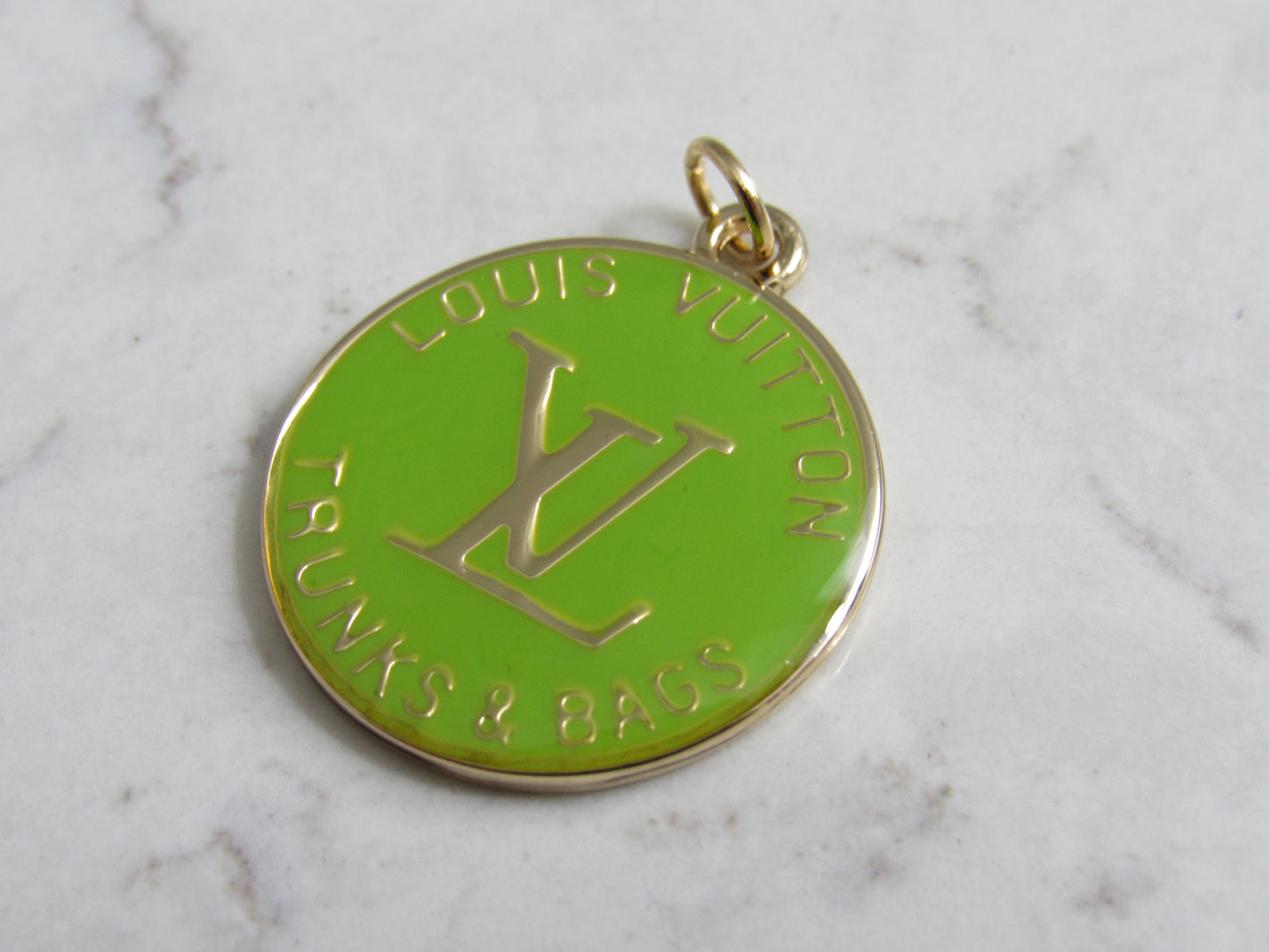 Louis Vuitton Trunks And Bags Lime Green Baked Zipper Pull Handbag Charm!