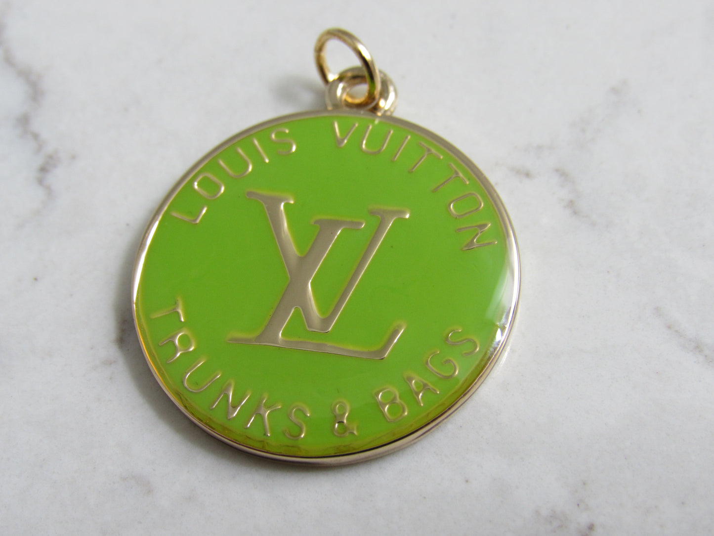 Louis Vuitton Trunks And Bags Lime Green Baked Zipper Pull Handbag Charm!