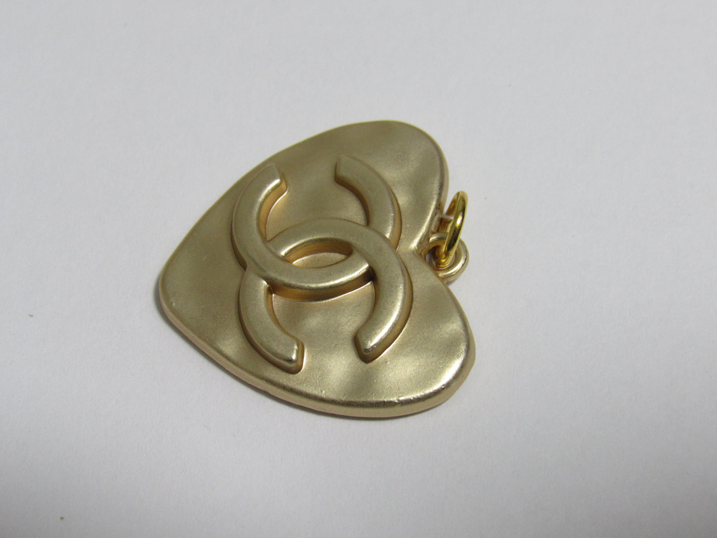 Chanel Gold Big Heart Zipper Pull Charm Stamped Back!