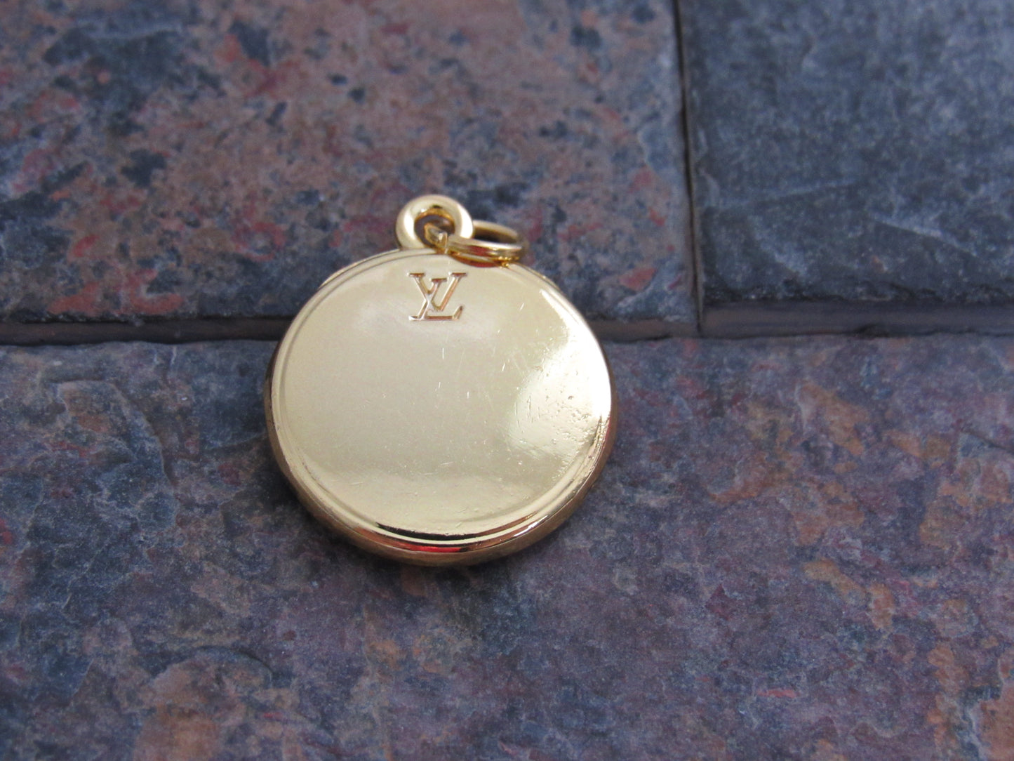 Louis Vuitton Gold Tone Engraved Medallion Zipper Pull Charm!