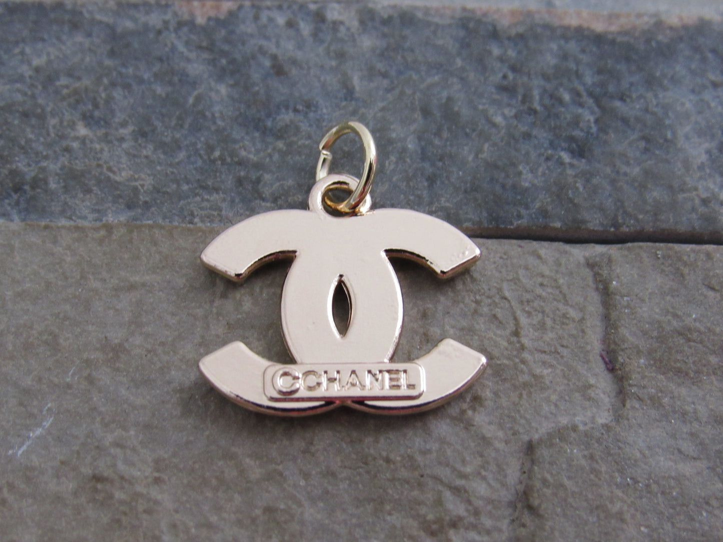 Chanel Double C Pink Enamel Gold Back Stamped Zipper Pull Charm!