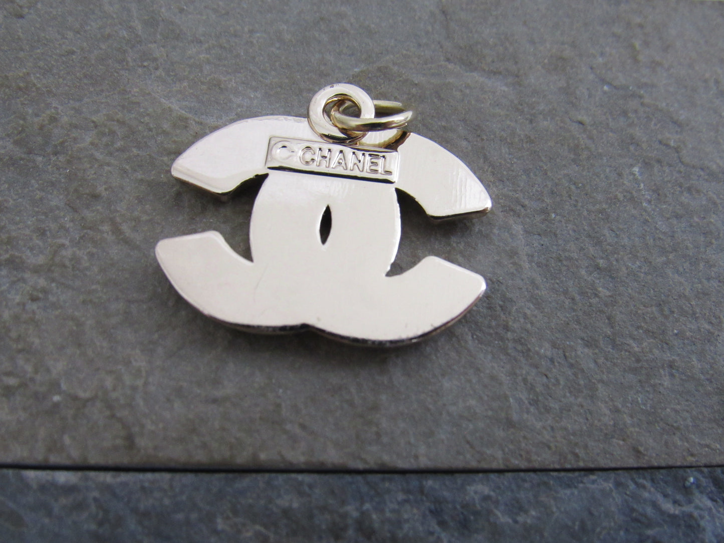 Vintage Chanel Gold Tone CC Zipper Pull With Clear Iced Rhinestones!