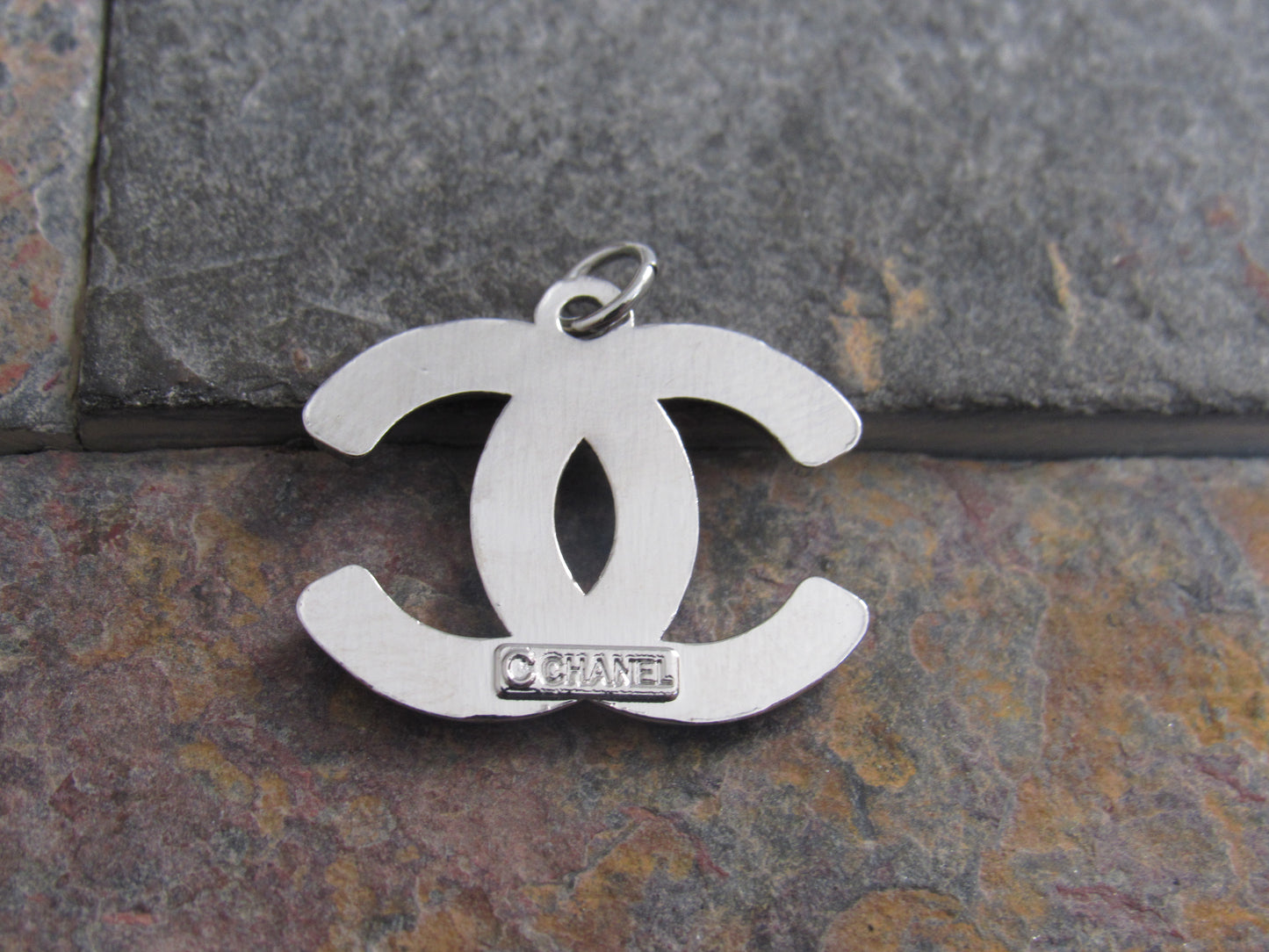 Chanel Silver Lt. Blue Rhinestone Iced CC Zipper Pull Charm Stamped!