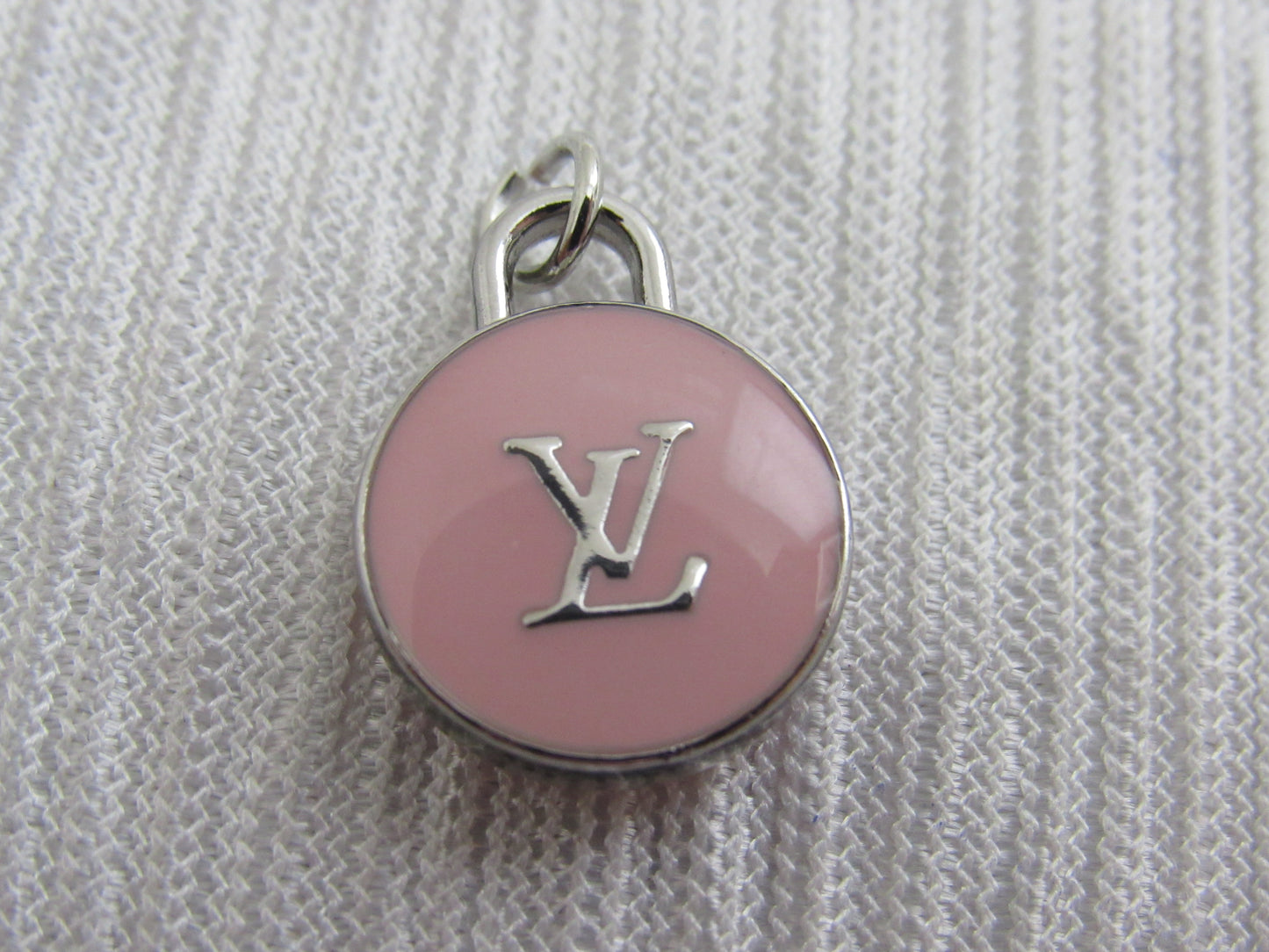 Louis Vuitton 15mm Oval Double Sided Pink And Silver Zipper Pull Charm!