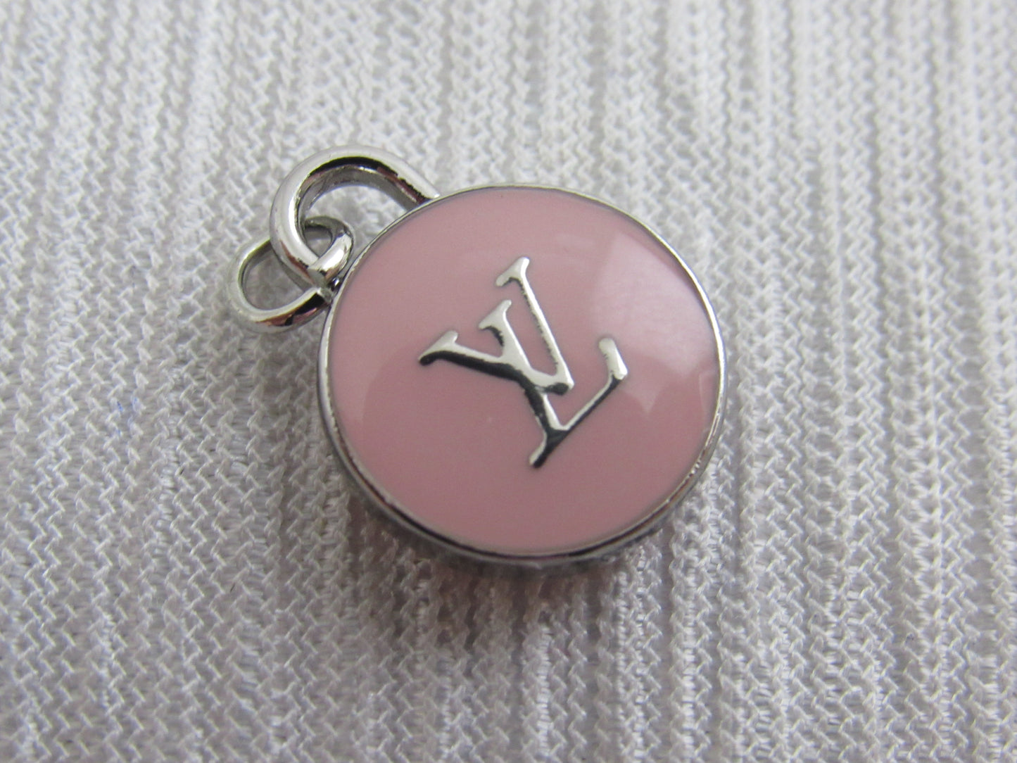 Louis Vuitton 15mm Oval Double Sided Pink And Silver Zipper Pull Charm!
