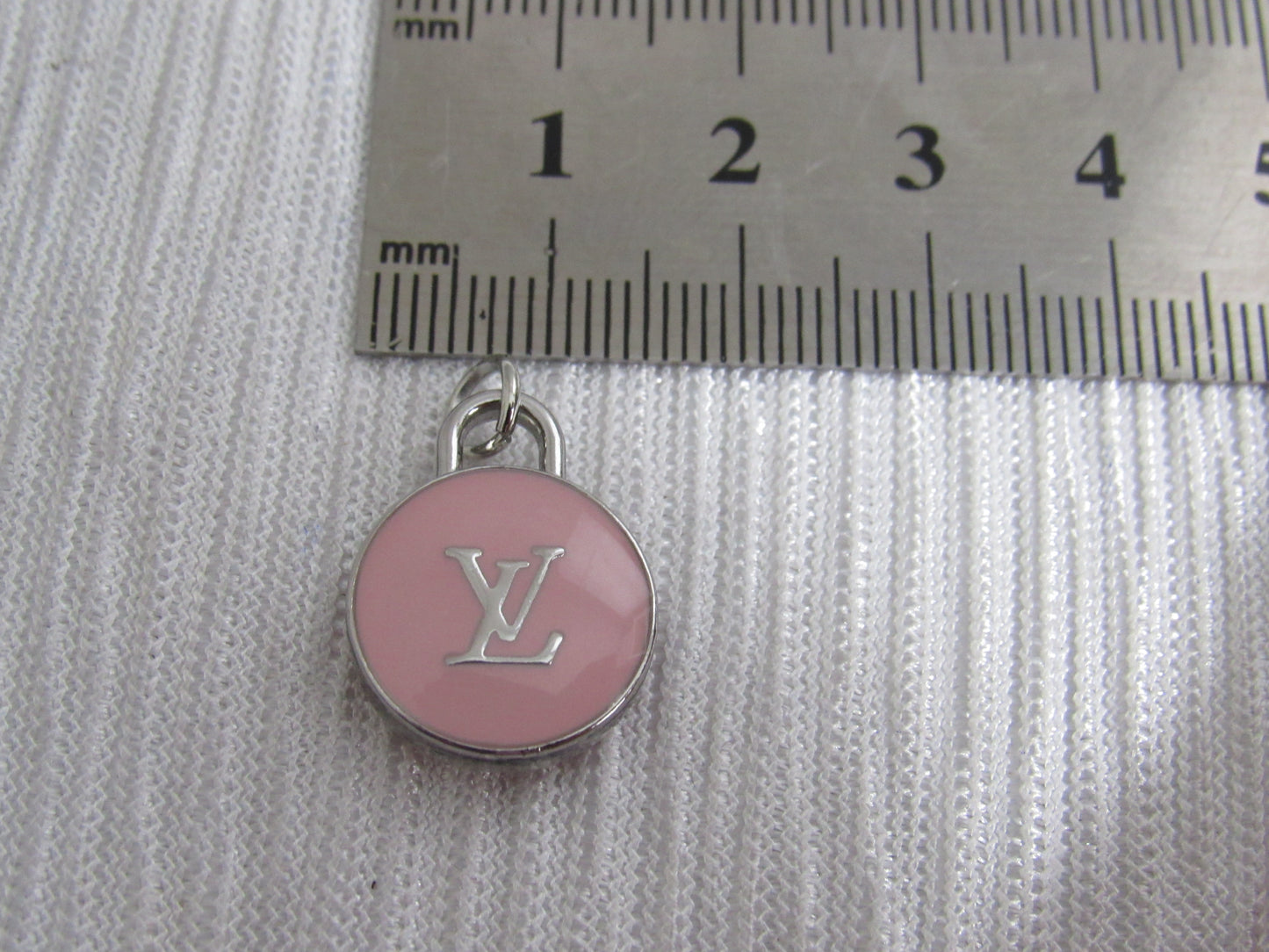 Louis Vuitton 15mm Oval Double Sided Pink And Silver Zipper Pull Charm!