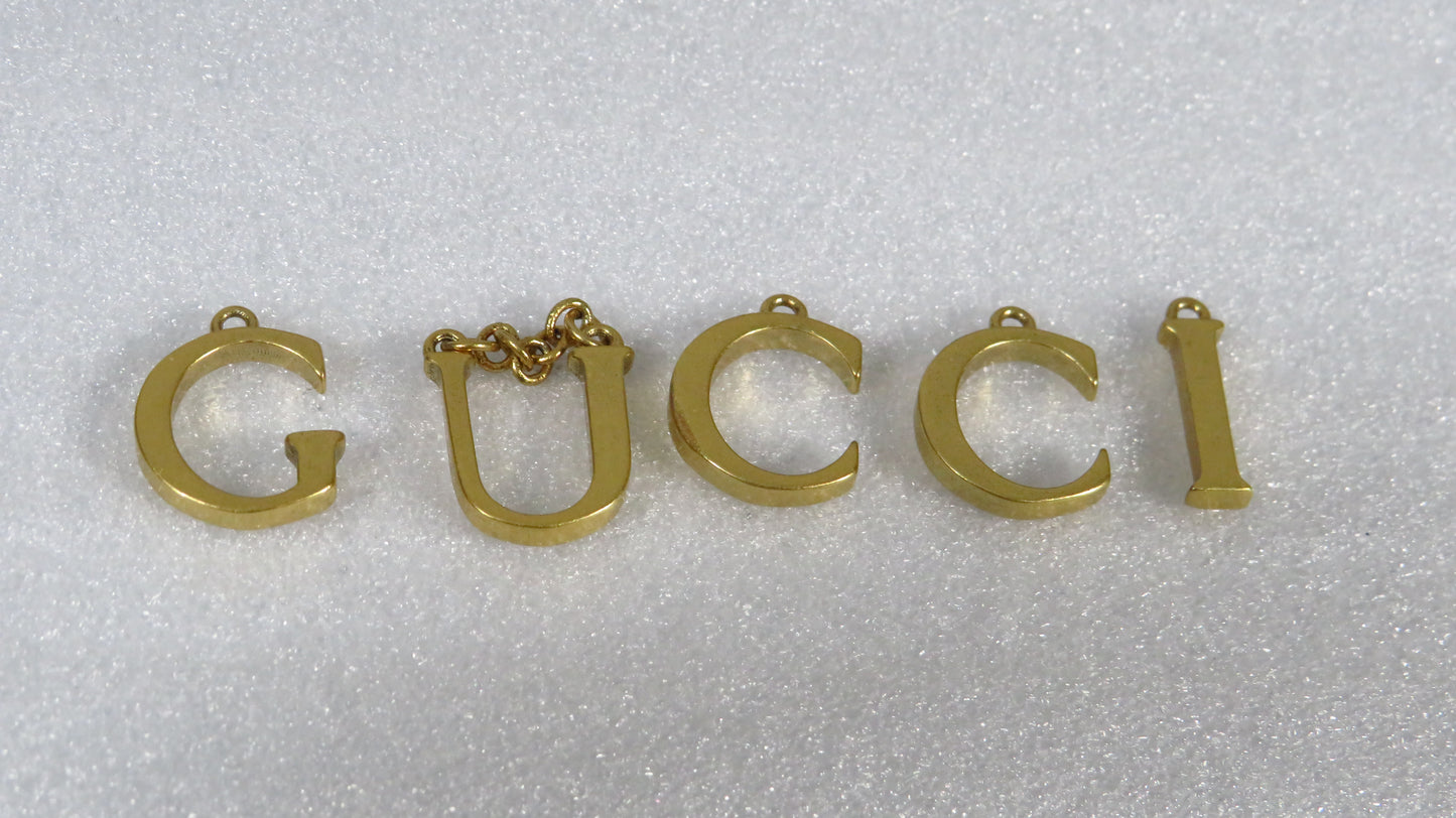 Gucci Brass Spell Out G-U-C-C-I Upcycled Bracelet Charms For DIY Projects!