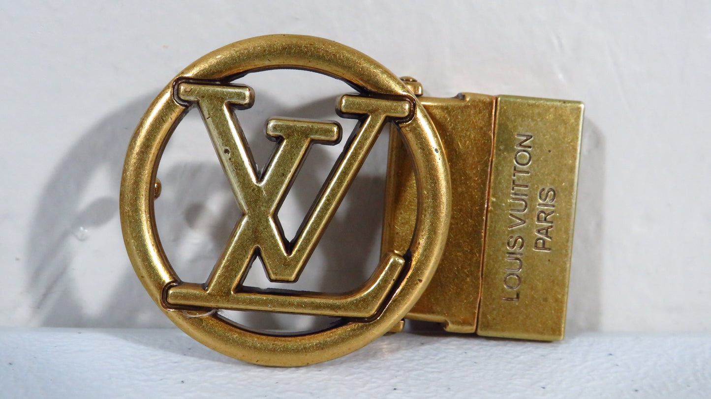Vintage Louis Vuitton Brass Belt Buckle - Shows Light Use!
