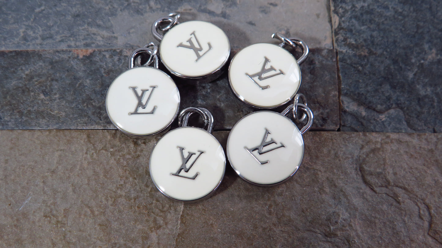 Value Bundle Of 5 Wholesale Louis Vuitton Cream And Silver Tone Oval Zipper Charms!