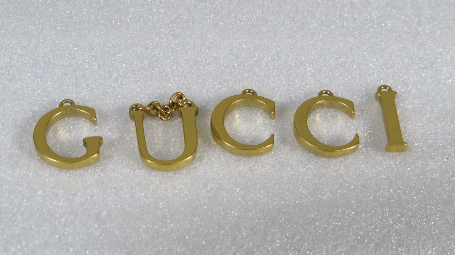 Gucci Brass Spell Out G-U-C-C-I Upcycled Bracelet Charms For DIY Projects!