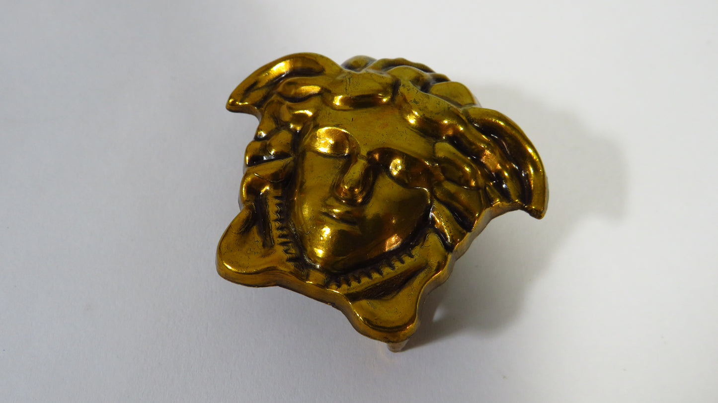 Vintage Copper Brass Versace Medusa Head Belt Buckle!