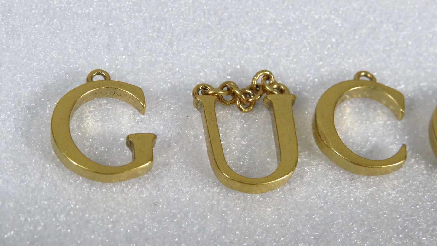 Gucci Brass Spell Out G-U-C-C-I Upcycled Bracelet Charms For DIY Projects!