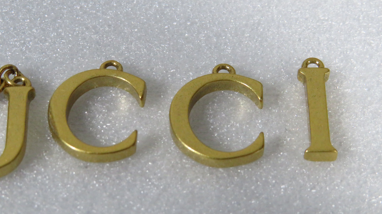 Gucci Brass Spell Out G-U-C-C-I Upcycled Bracelet Charms For DIY Projects!