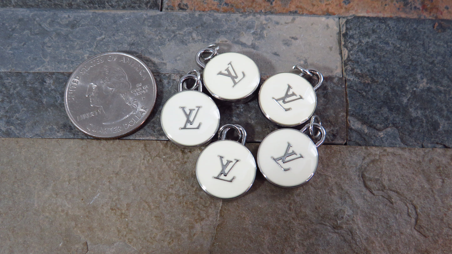 Value Bundle Of 5 Wholesale Louis Vuitton Cream And Silver Tone Oval Zipper Charms!