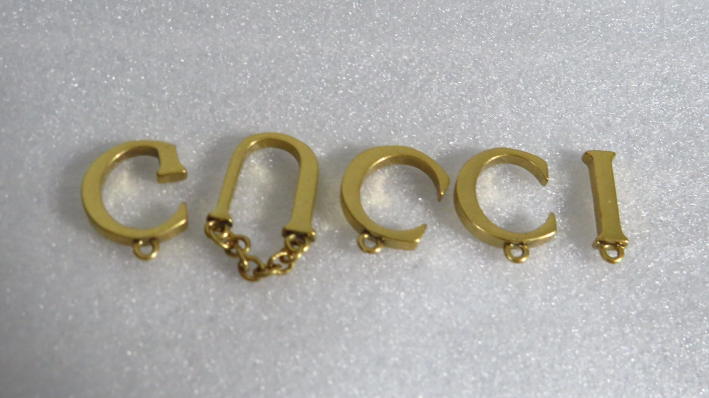 Gucci Brass Spell Out G-U-C-C-I Upcycled Bracelet Charms For DIY Projects!