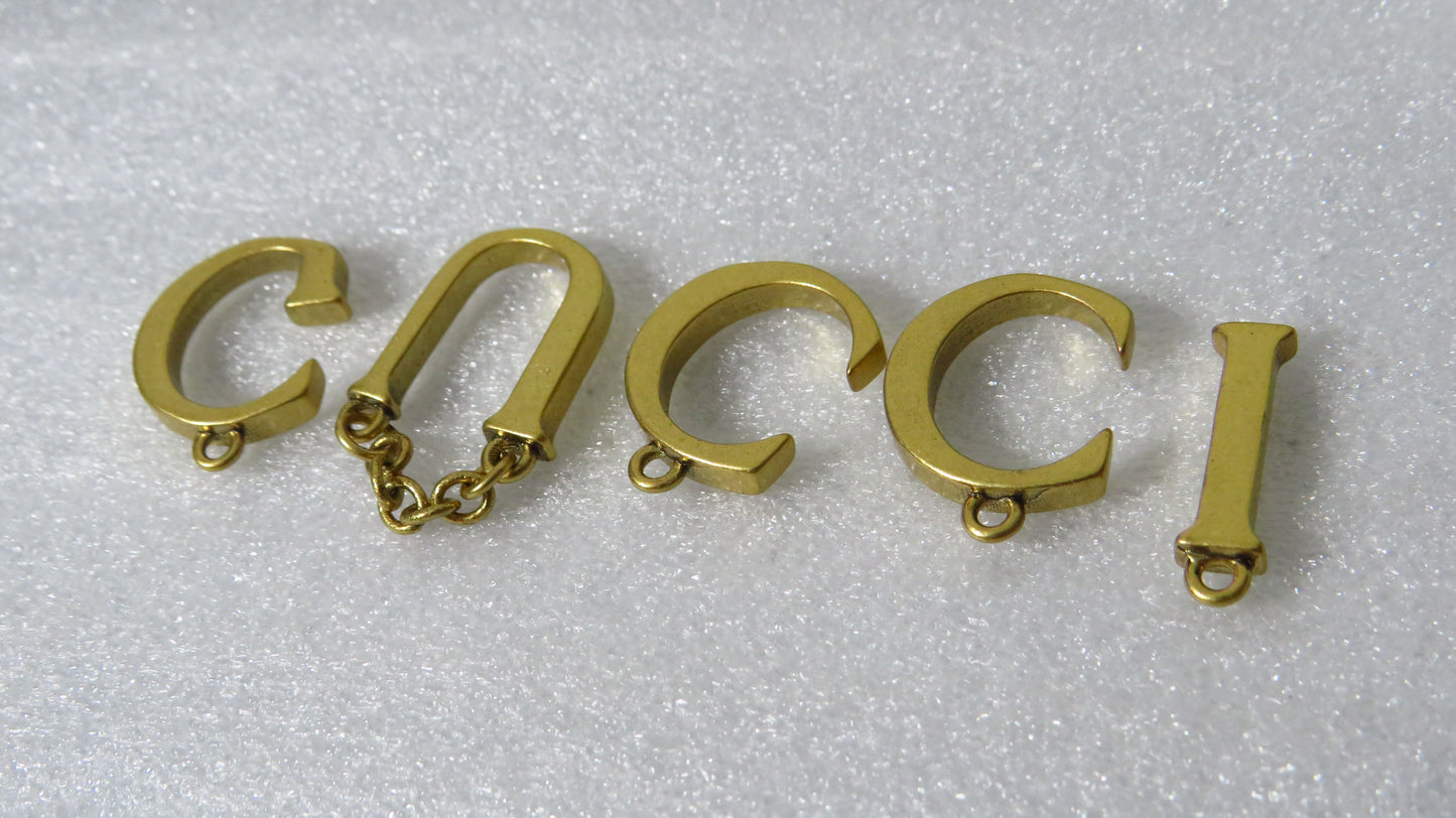 Gucci Brass Spell Out G-U-C-C-I Upcycled Bracelet Charms For DIY Projects!