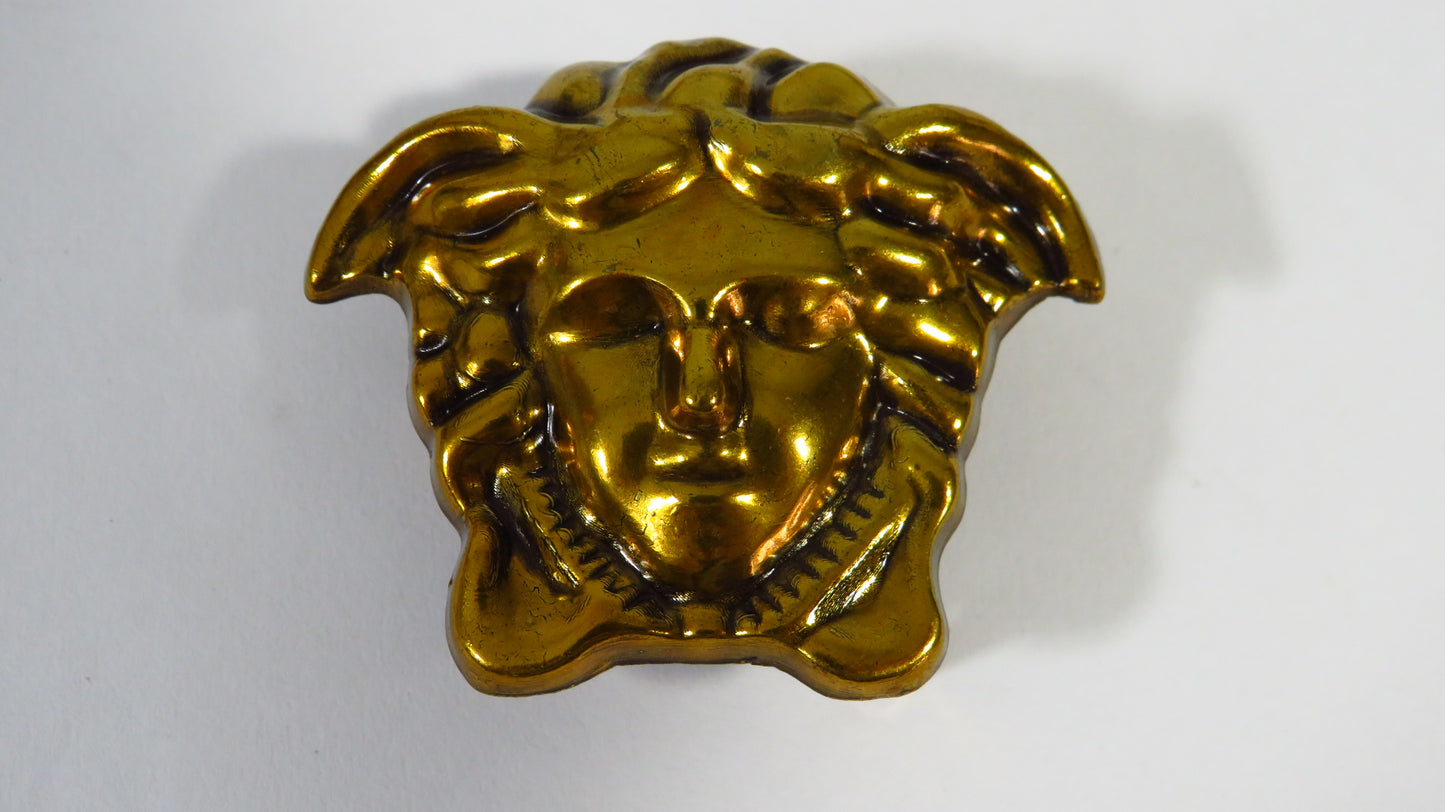 Vintage Copper Brass Versace Medusa Head Belt Buckle!