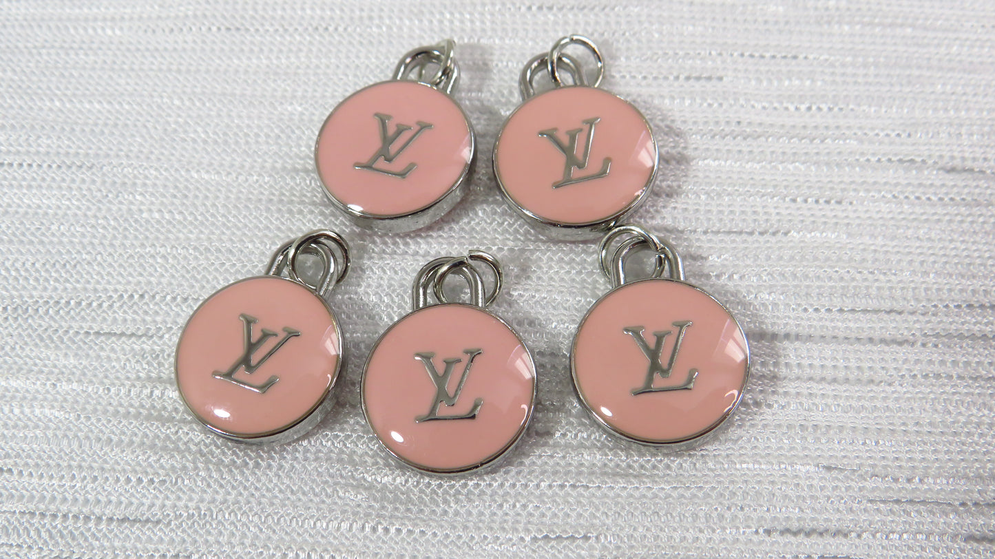 Value Bundle Lot Of 5 Louis Vuitton Pink And Silver Oval Zipper Pull Charms!